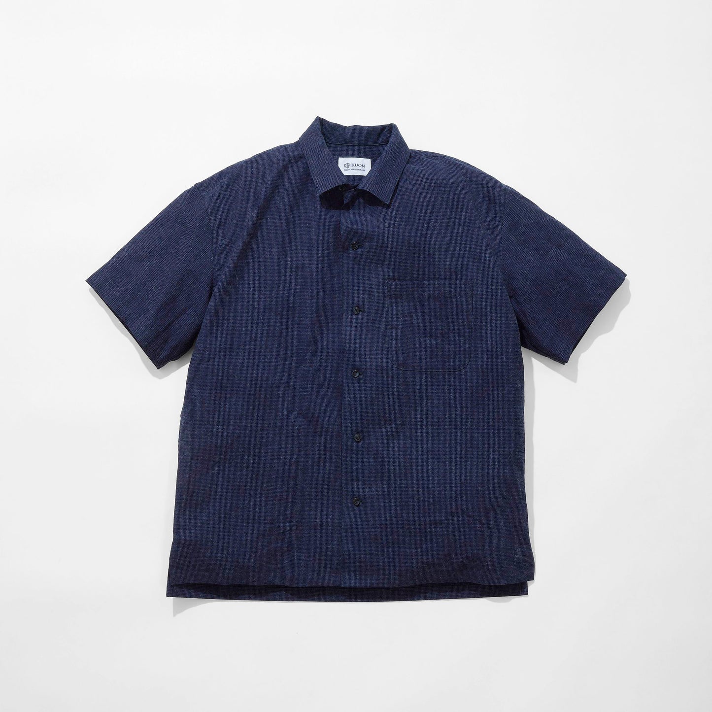 Indigo Dyed Cotton/Linen Camp Collar Shirt