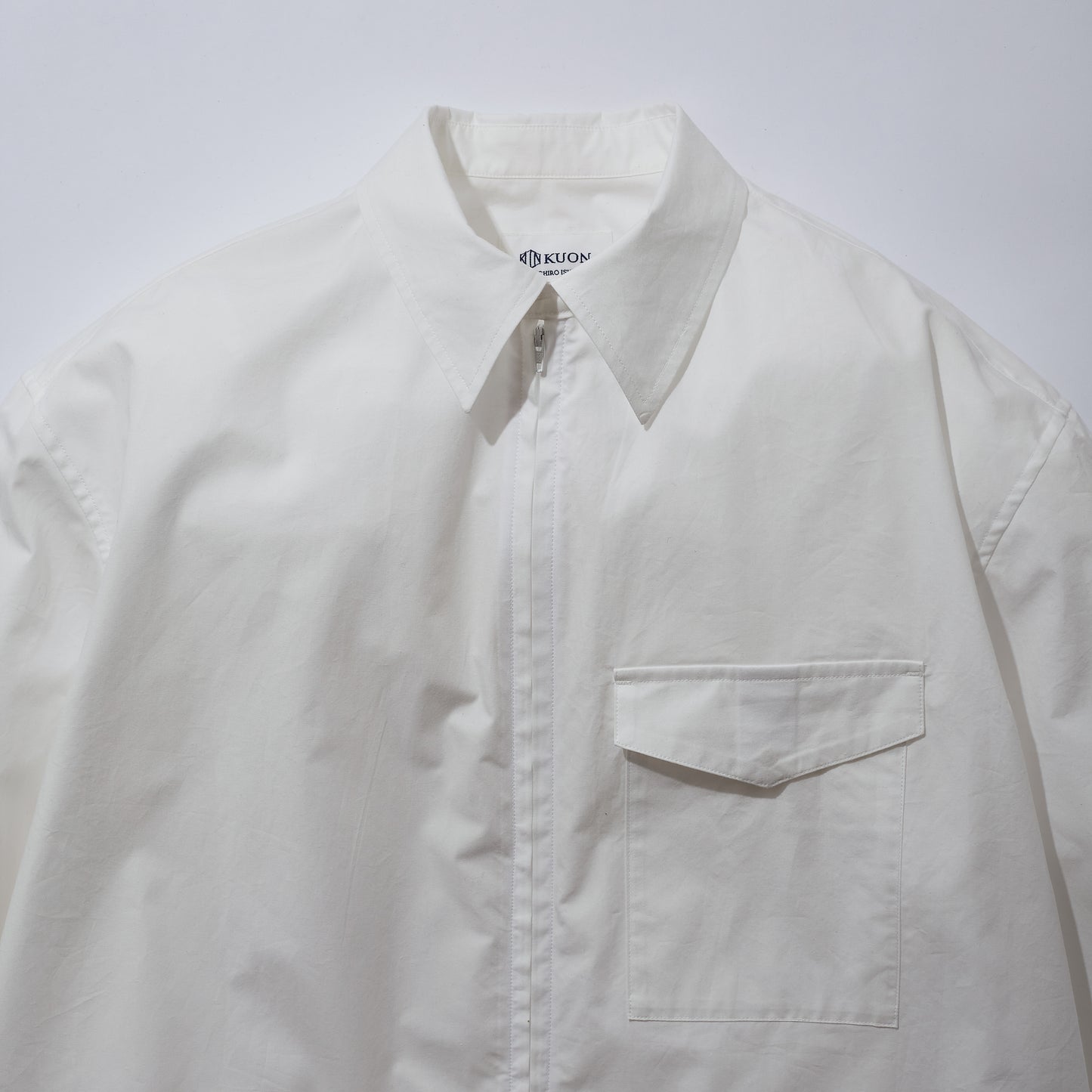 Cotton Poplin Zip-Up Shirt