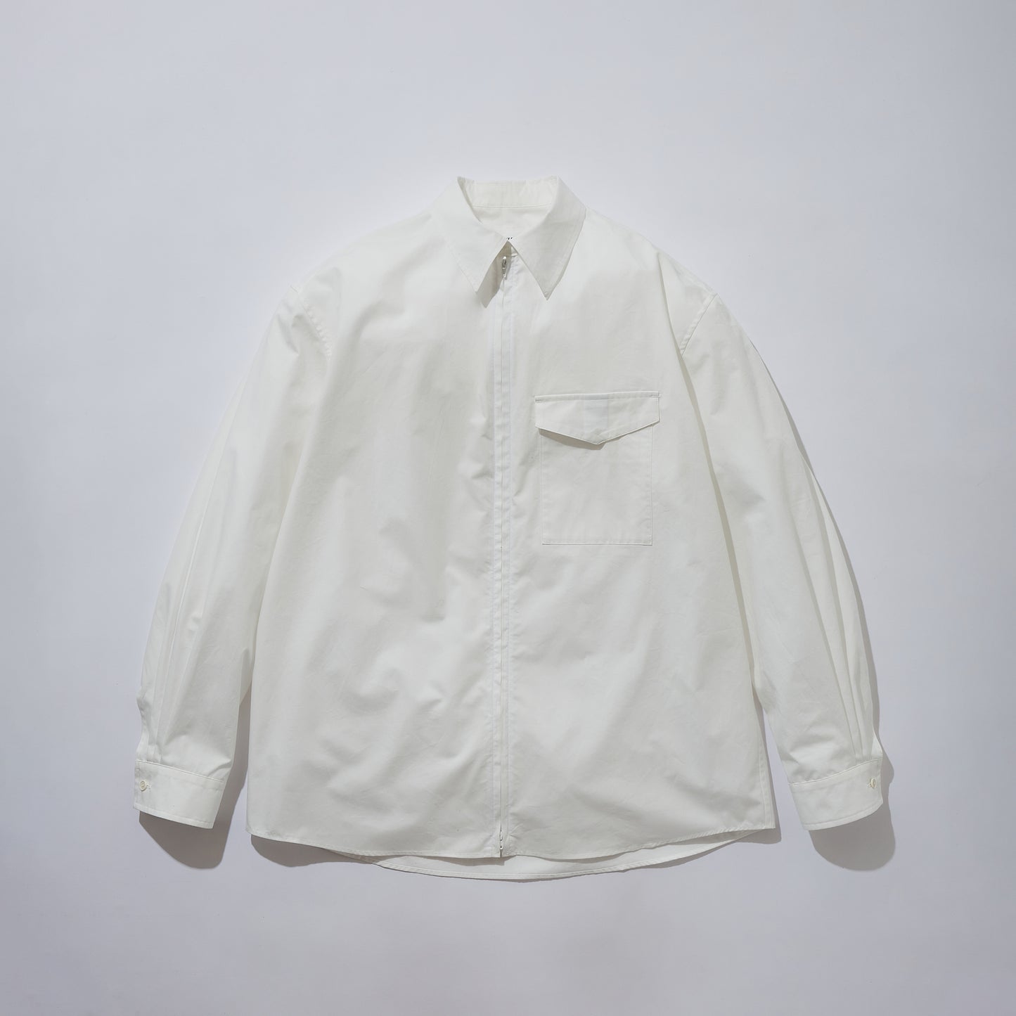 Cotton Poplin Zip-Up Shirt