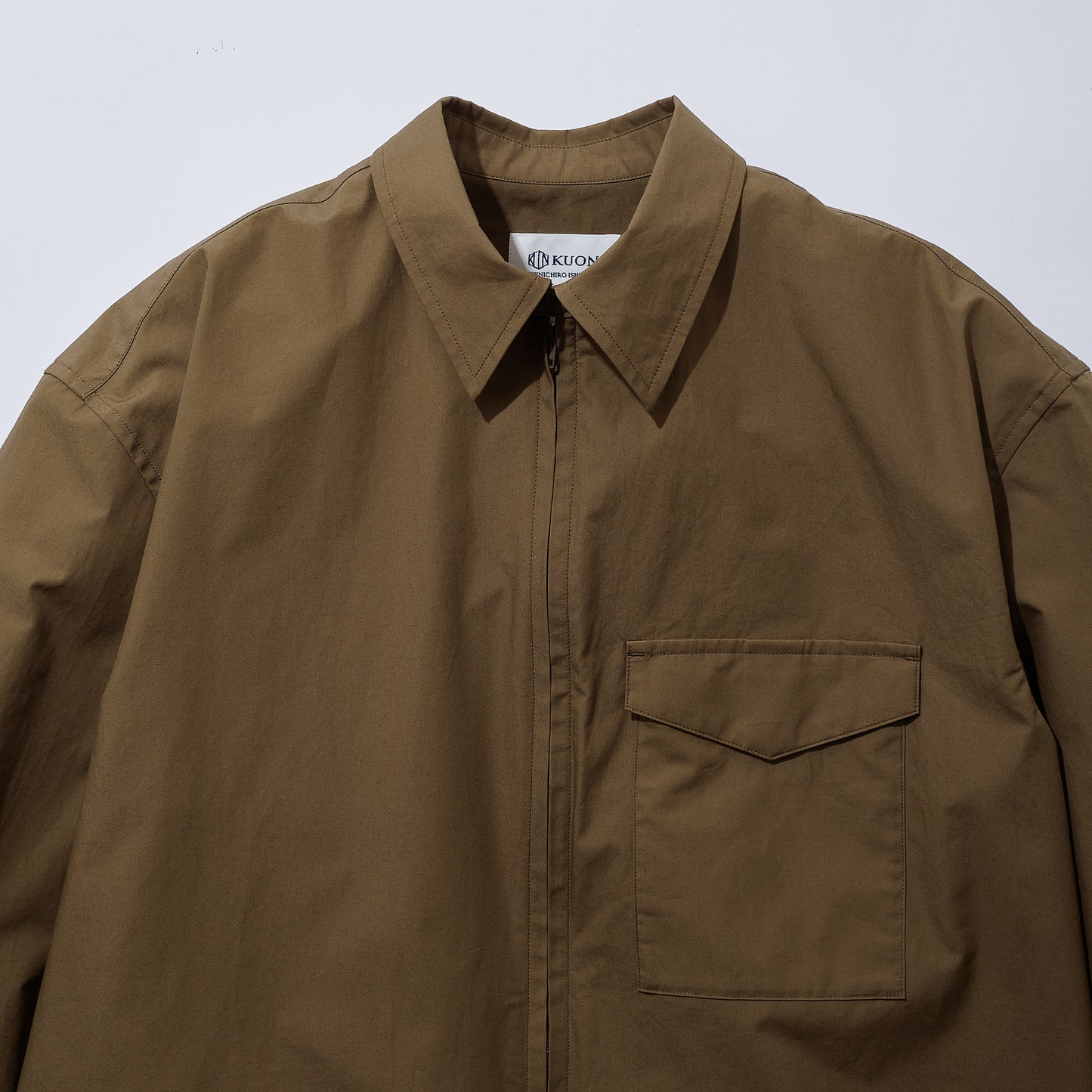 Cotton Poplin Zip-Up Shirt