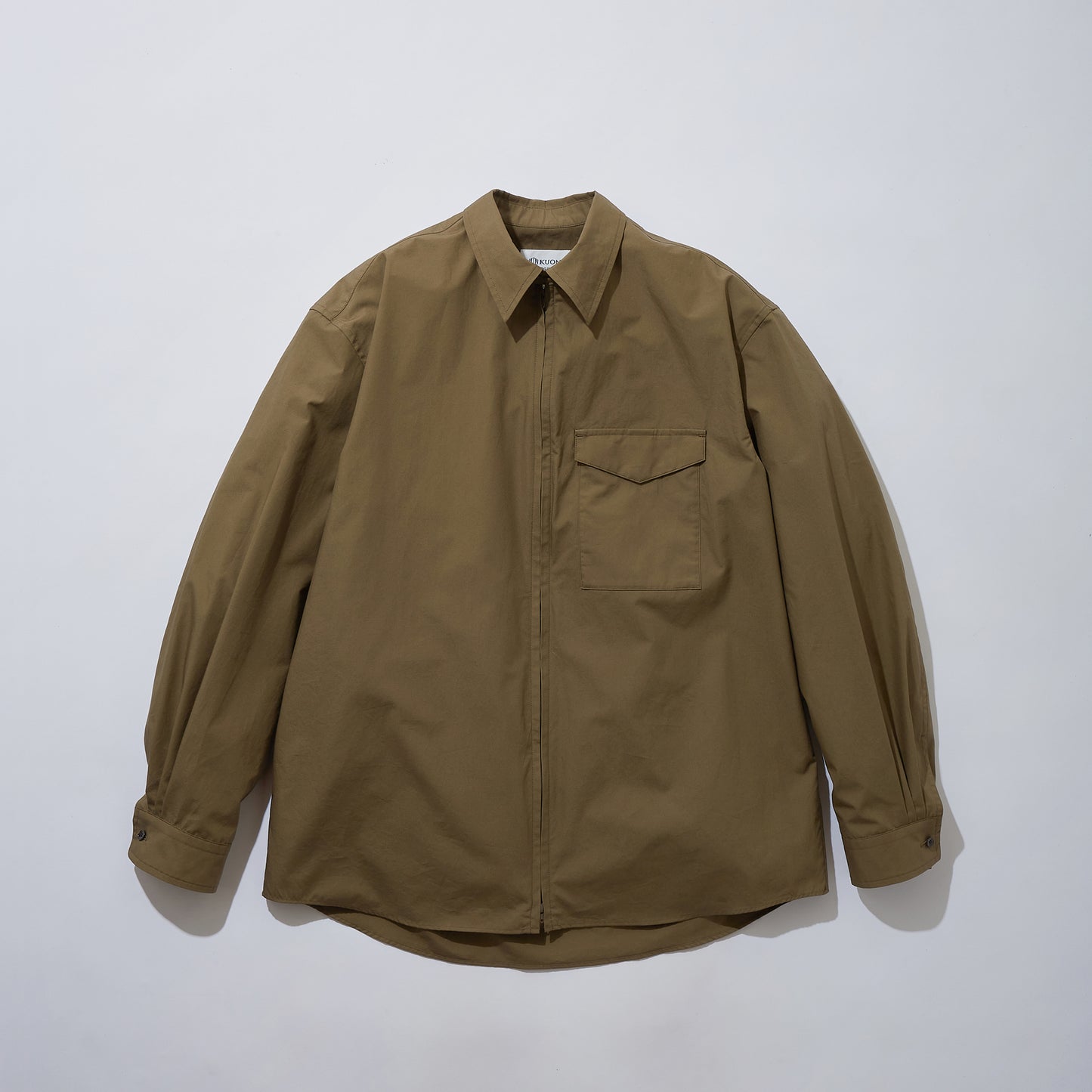 Cotton Poplin Zip-Up Shirt