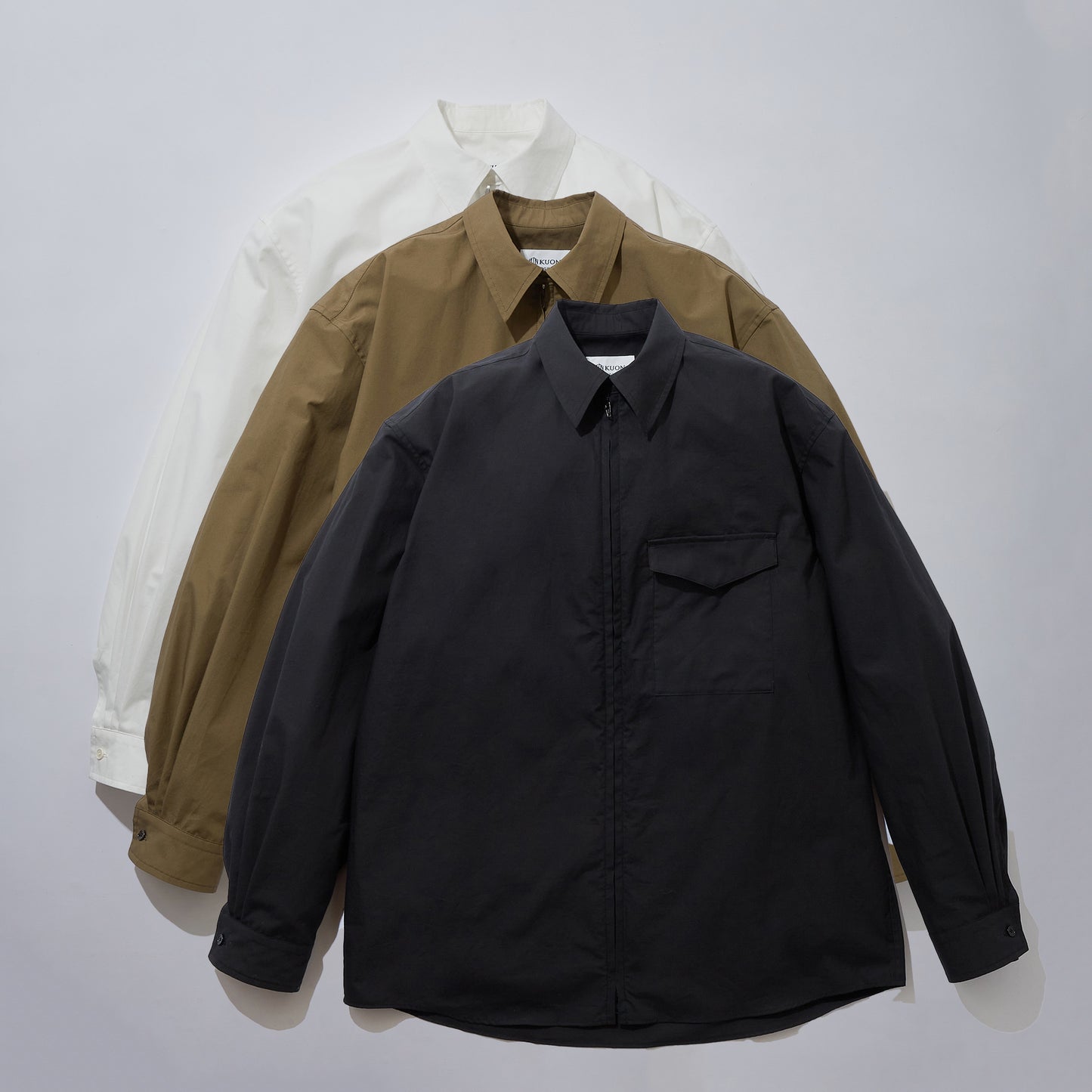 Cotton Poplin Zip-Up Shirt
