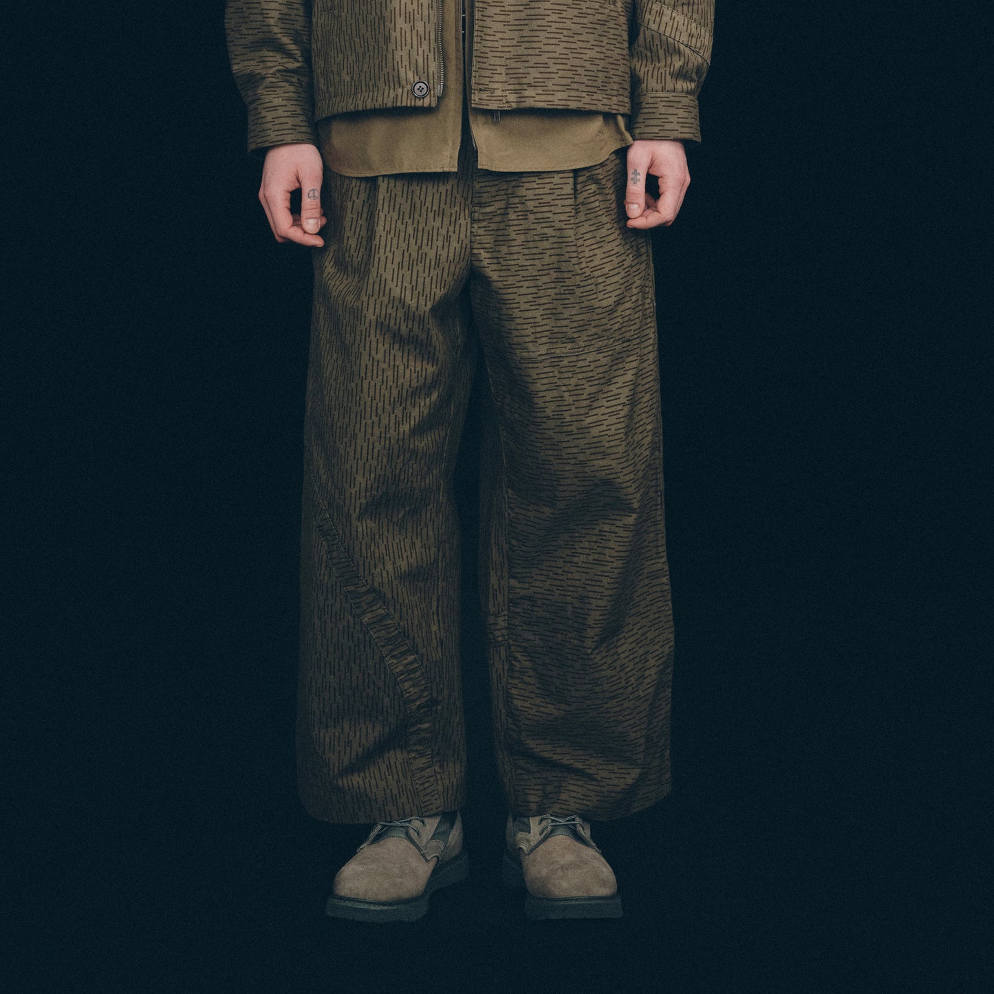 Vintage Military Tent Wide Trousers (Raindrop Camo)