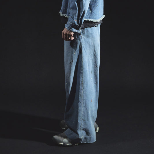 Denim Hakama Trousers (Paint-Splattered)