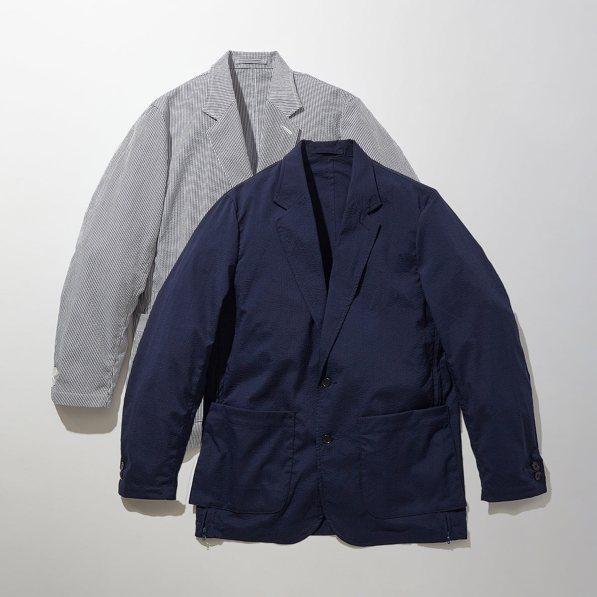 Side Zip Seersucker Blazer – KUON Tokyo