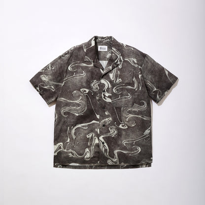 Suminagashi Printed Camp Collar Shirt