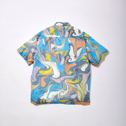 Suminagashi Printed Camp Collar Shirt