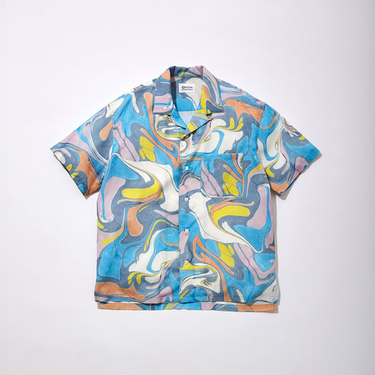 Suminagashi Printed Camp Collar Shirt