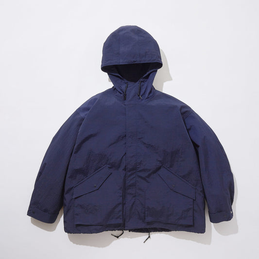 Indigo Nylon Hooded Jacket