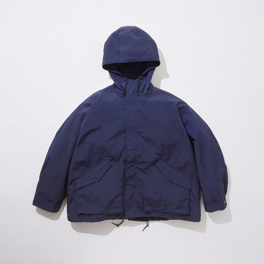 Indigo Nylon Hooded Jacket