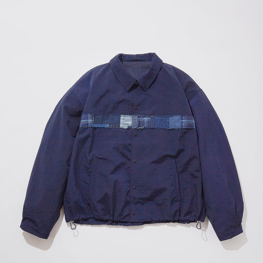 Indigo Nylon Coaches Jacket -Boro-