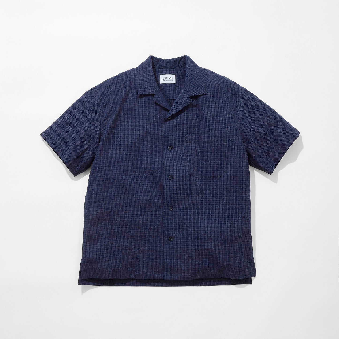 Indigo Dyed Cotton/Linen Camp Collar Shirt