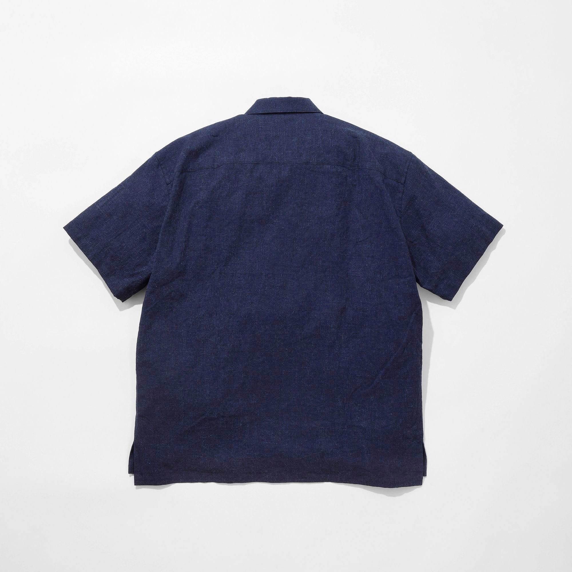 Indigo Dyed Cotton/Linen Camp Collar Shirt – KUON Tokyo