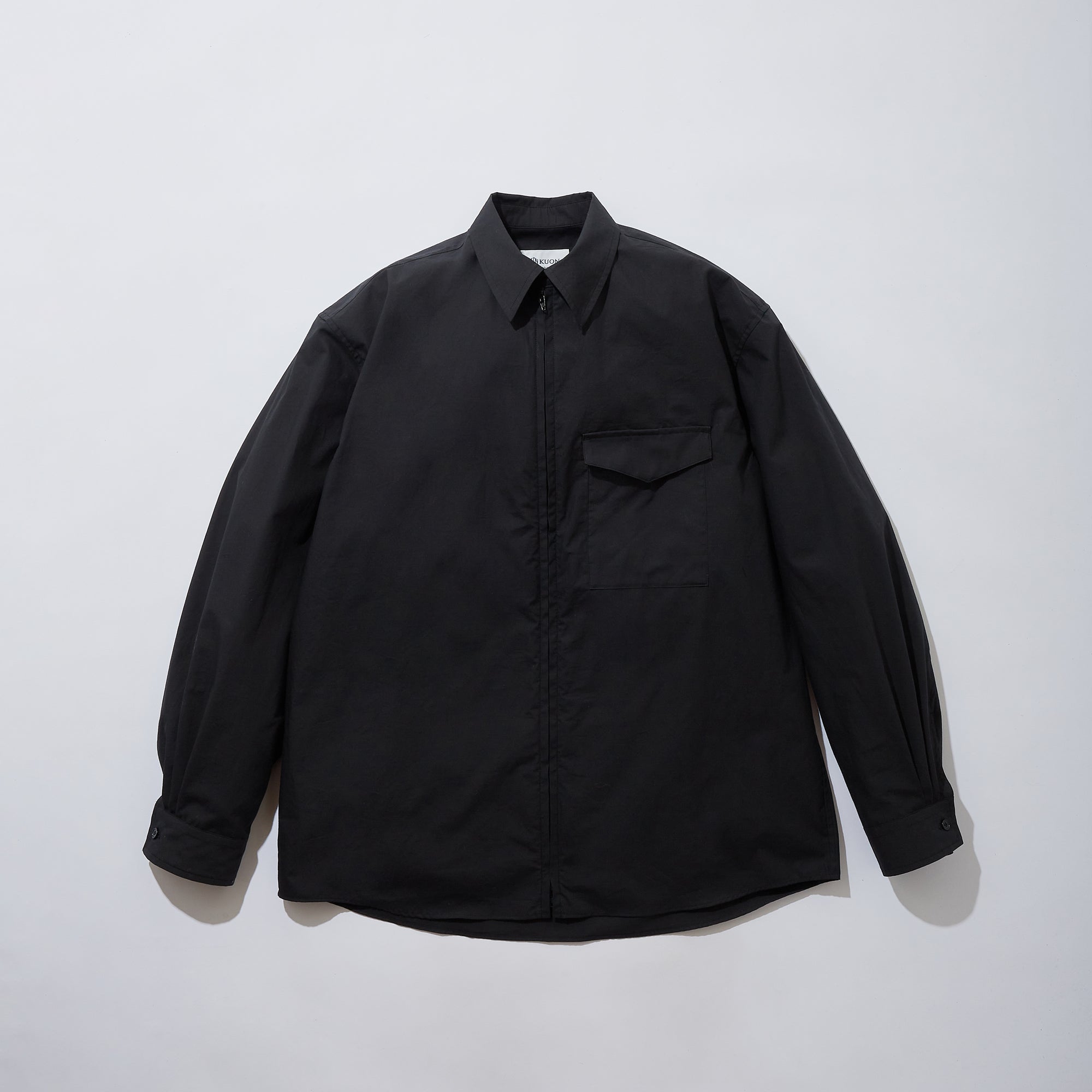 黒コンシャツ、黒ズボンセット Cotton Poplin Zip-Up Shirt – KUON Tokyo