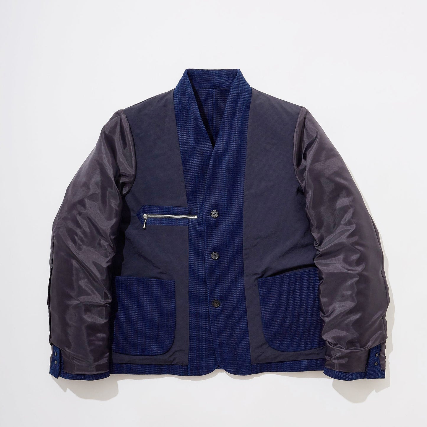 Aizome Sashiko Kimono Collar Blazer
