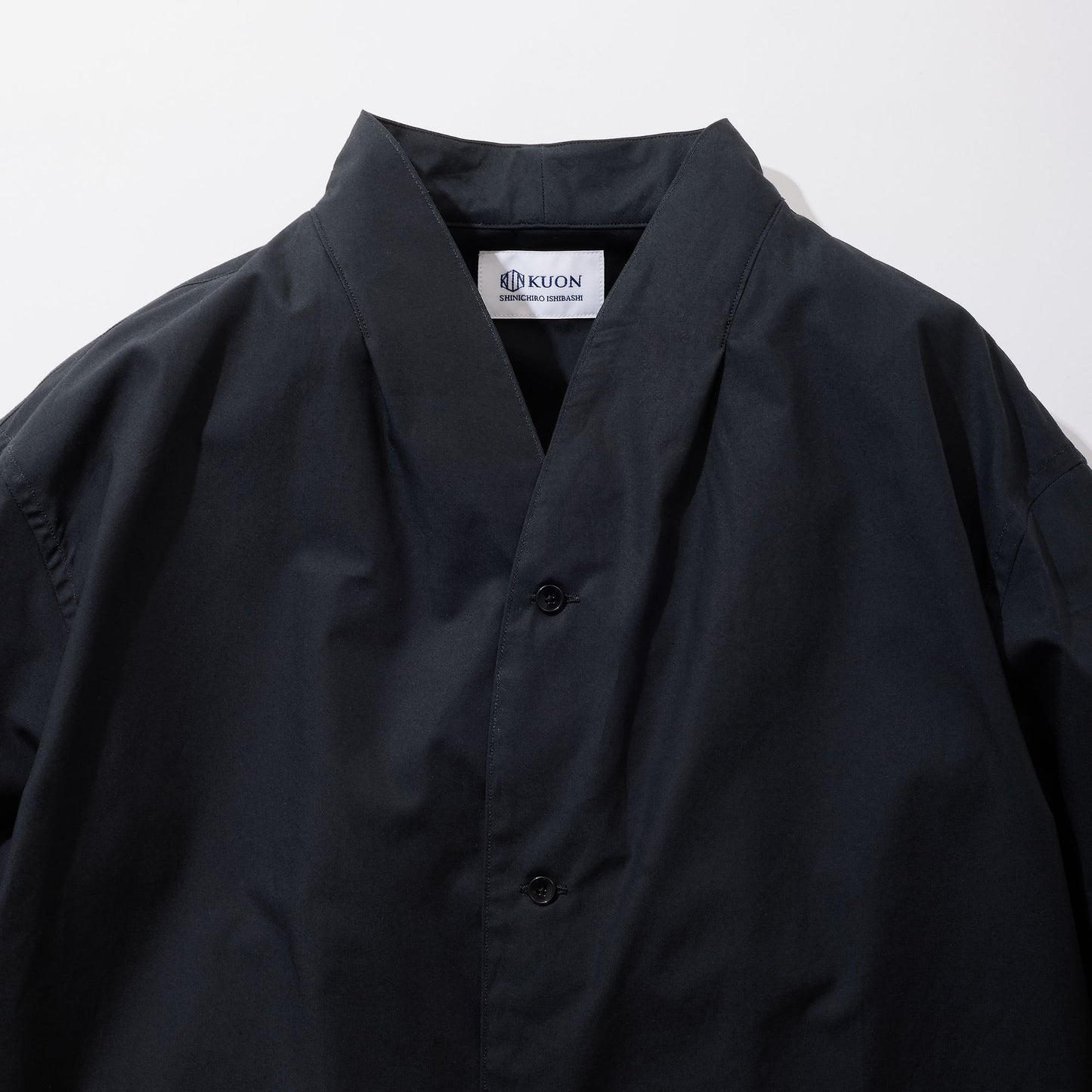 Cotton Poplin Kimono Collar Shirt