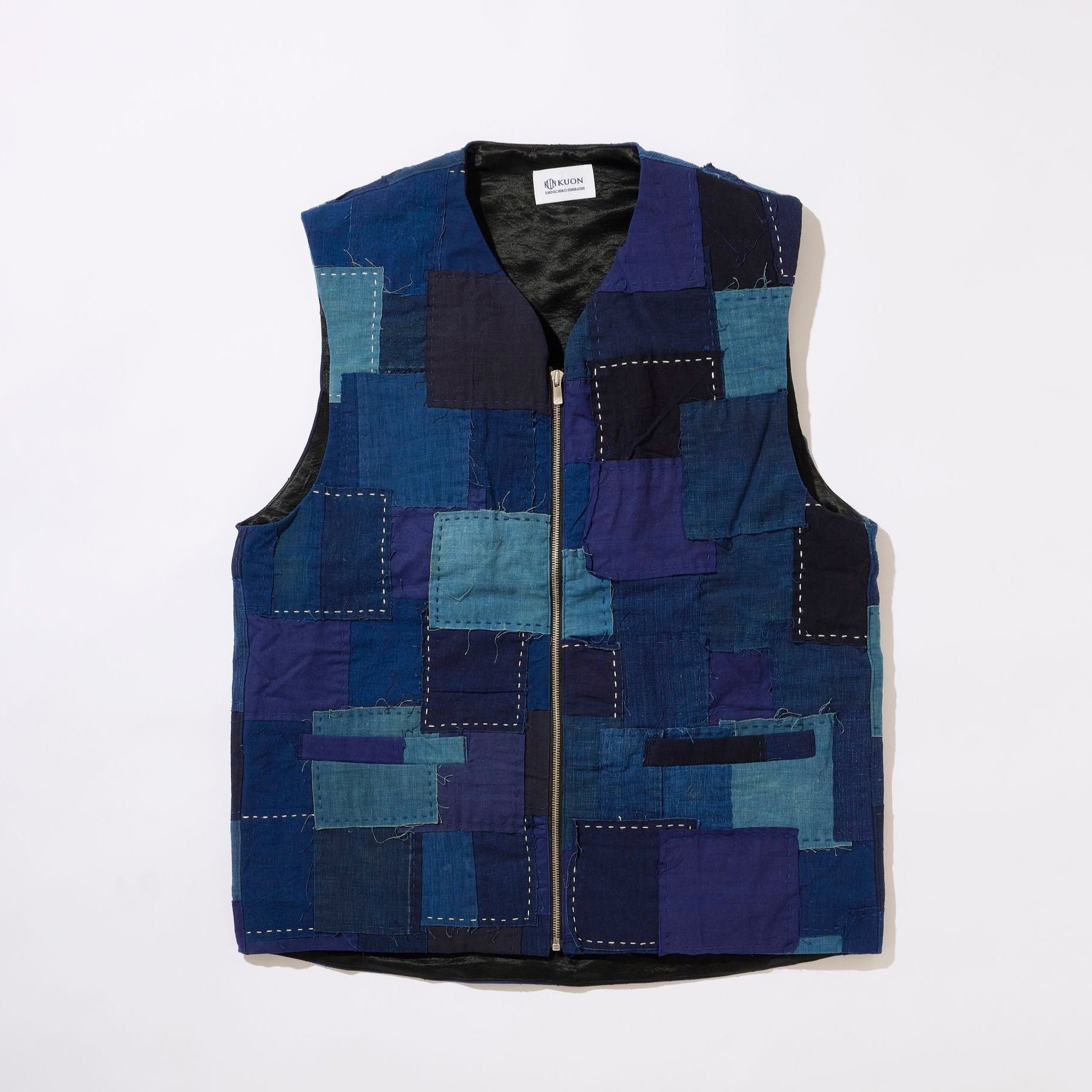 Boro patchwork vest on a white background