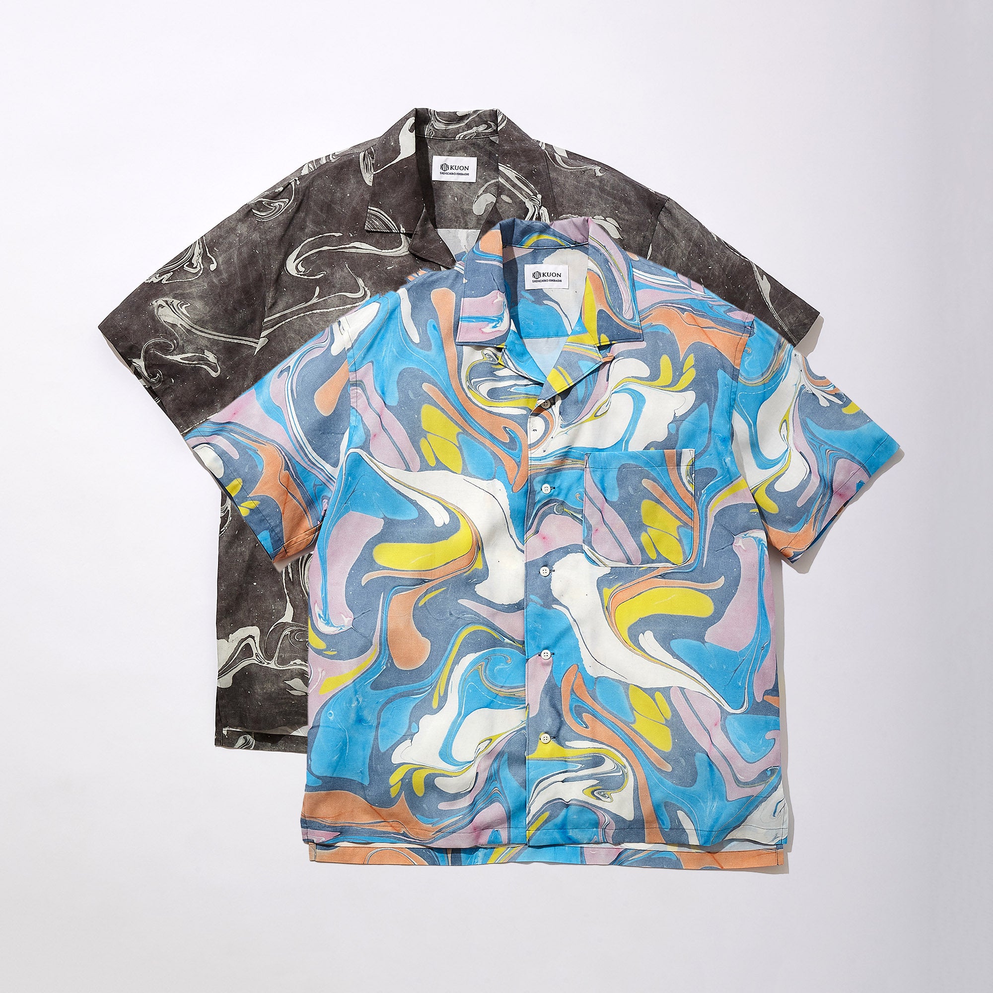 Suminagashi Printed Camp Collar Shirt – KUON Tokyo