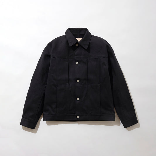 Black Selvedge Denim Kimono Sleeve Trucker Jacket
