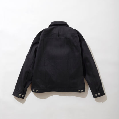 Black Selvedge Denim Kimono Sleeve Trucker Jacket