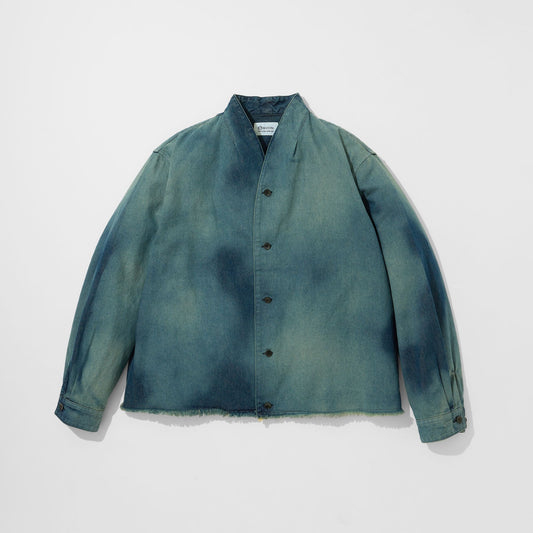 Denim Kimono Collar Cropped Jacket (Bleached)