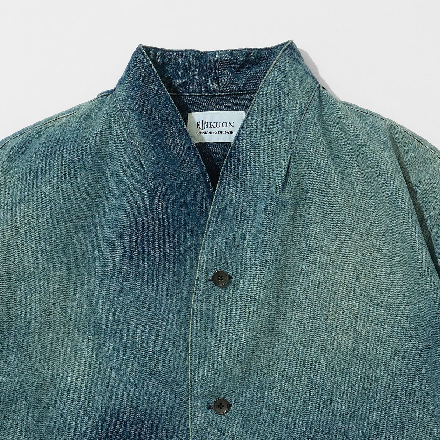 Denim Kimono Collar Cropped Jacket (Bleached)