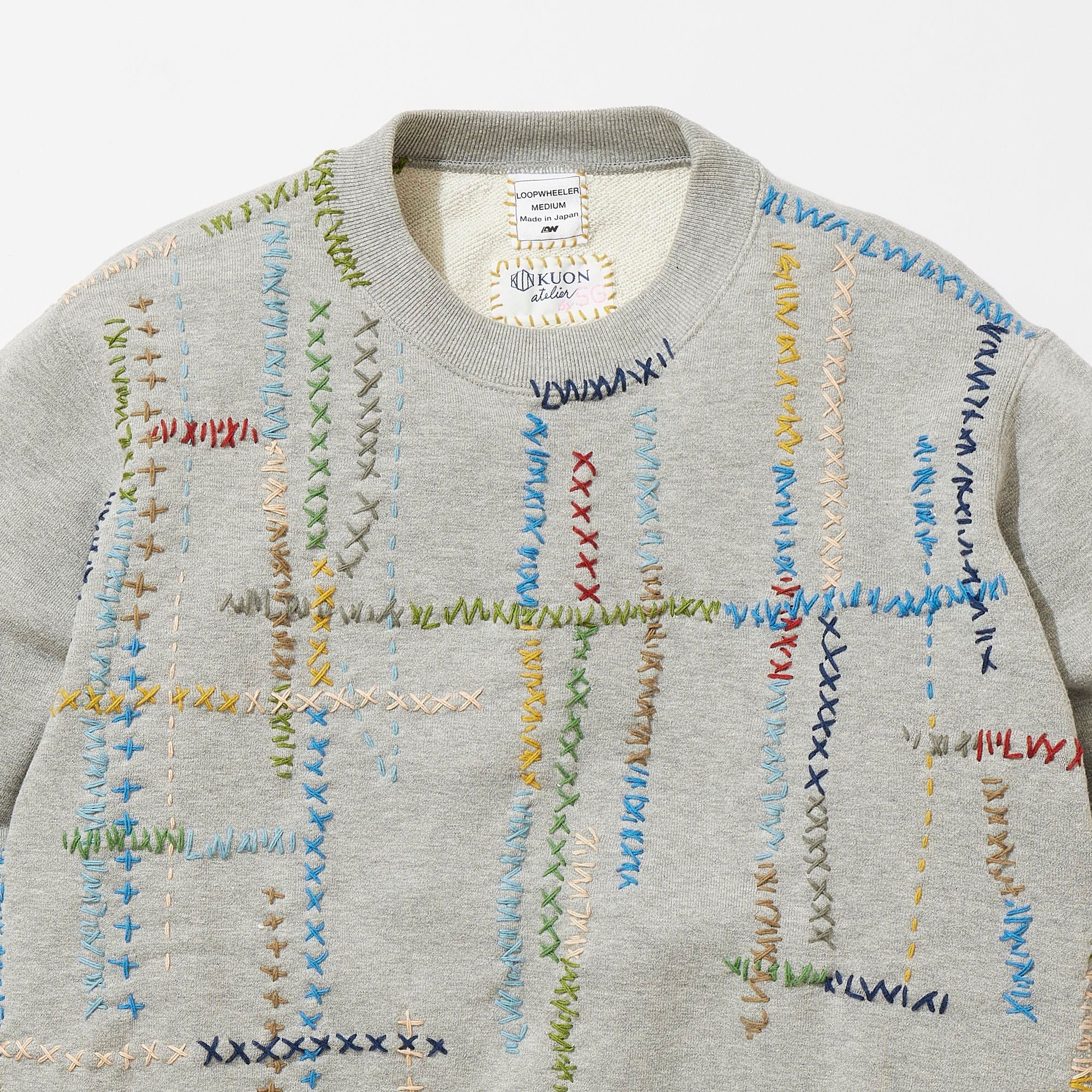 x LOOPWHEELER] Cluttered Sashiko Sweatshirt – KUON Tokyo