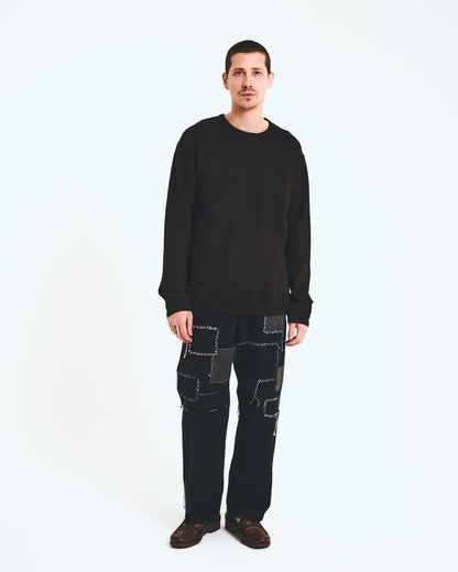 Sashiko Mended Black Denim Trousers