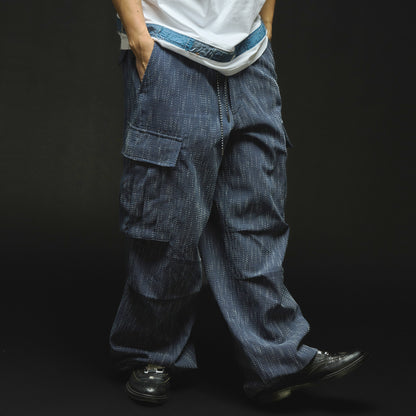 Aizome Sashiko Cargo Trousers