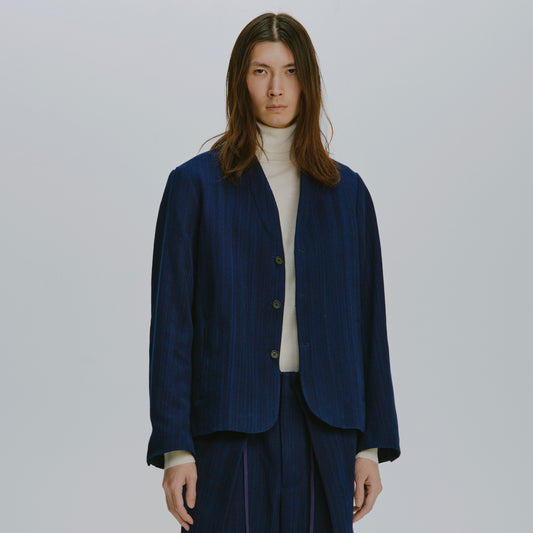 Aizome Sashiko Kimono Collar Blazer