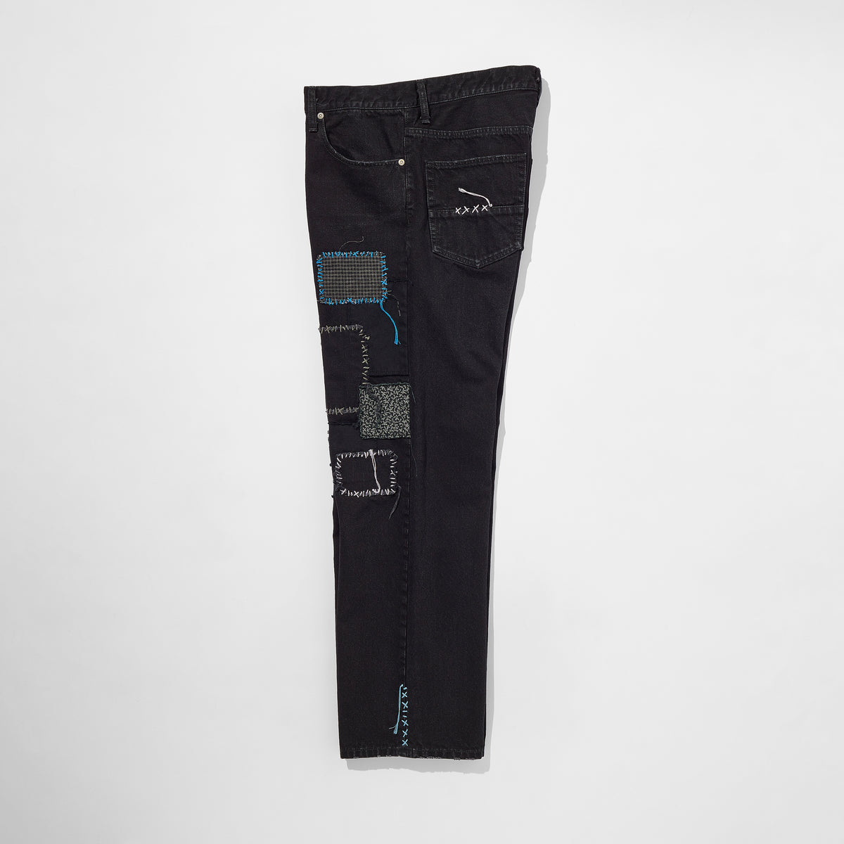 Sashiko Mended Black Denim Trousers