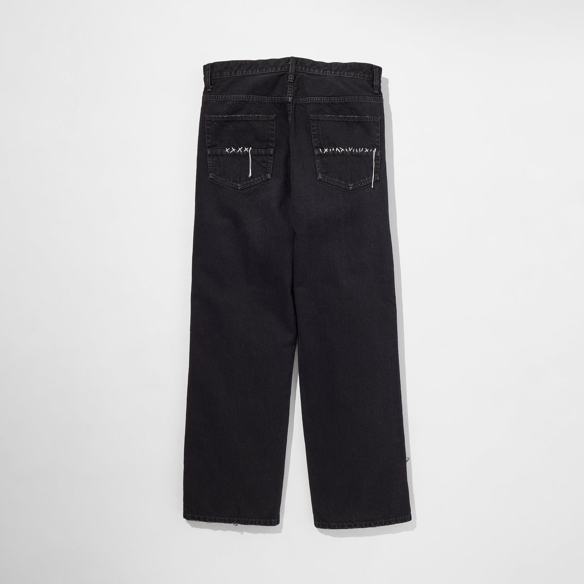 Sashiko Mended Black Denim Trousers