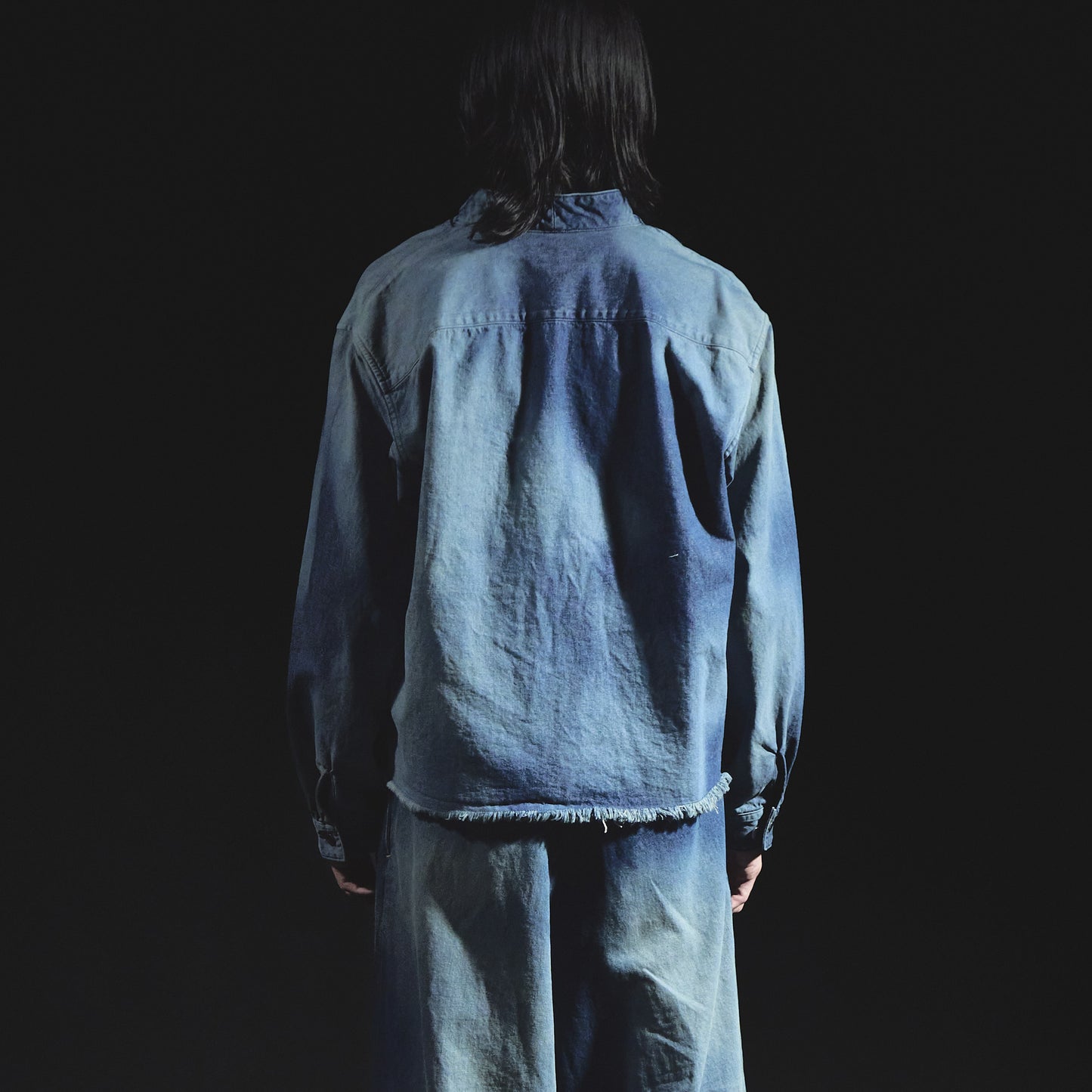 Denim Kimono Collar Cropped Jacket (Bleached)