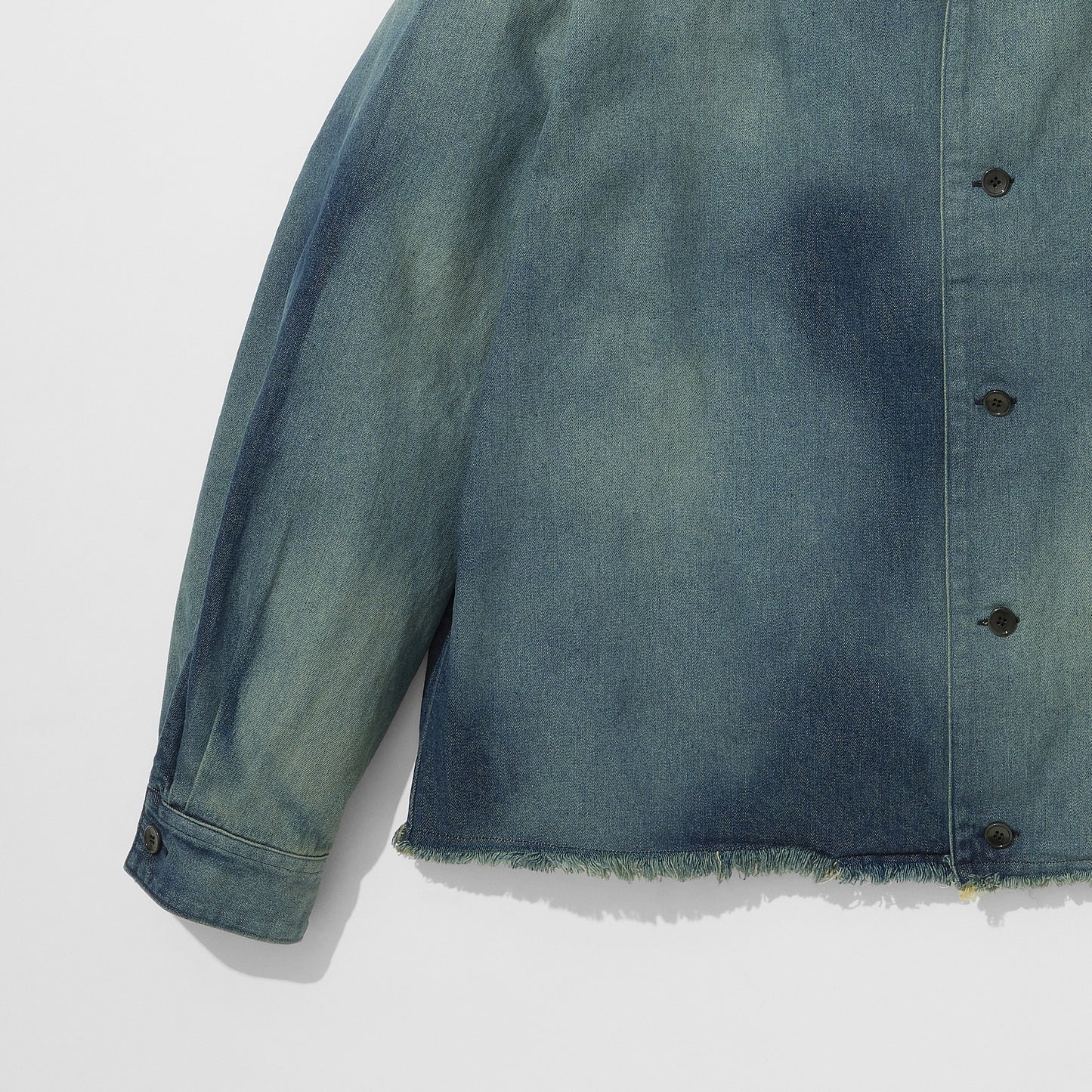 Denim Kimono Collar Cropped Jacket (Bleached)