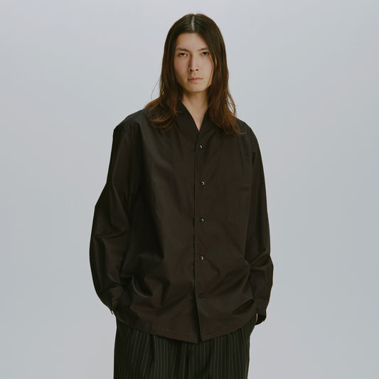 Cotton Poplin Kimono Collar Shirt