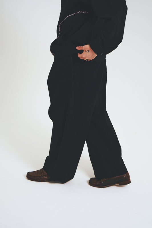 Black Denim Hakama Trousers