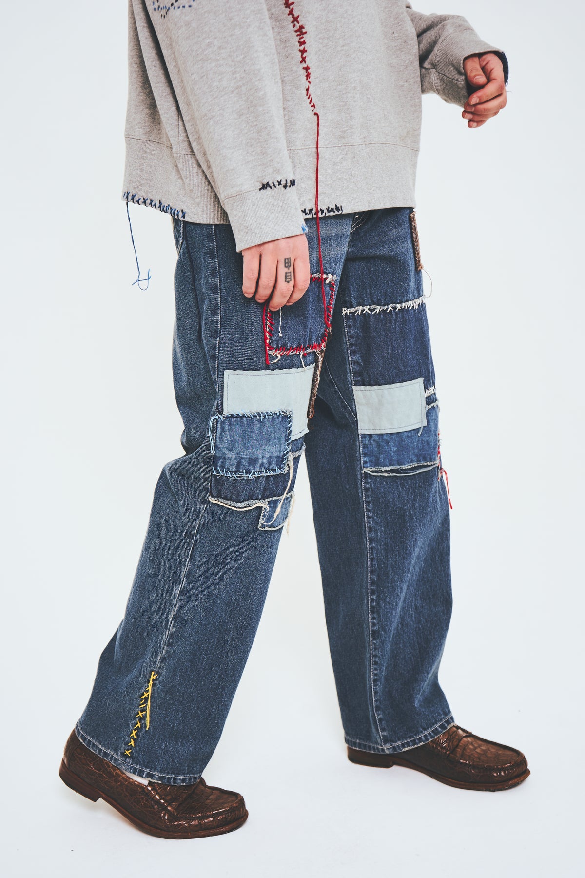 Sashiko Mended Indigo Denim Trousers
