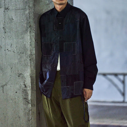 Sashiko Patchwork Front Regular Collar Shirt