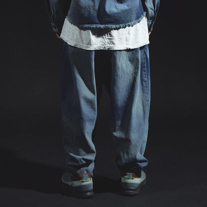 Denim Tapered Trousers (Bleached)