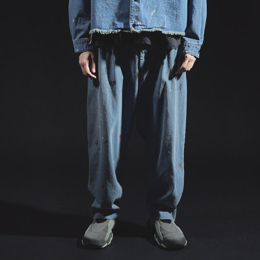 Denim Tapered Trousers (Paint-Splattered)