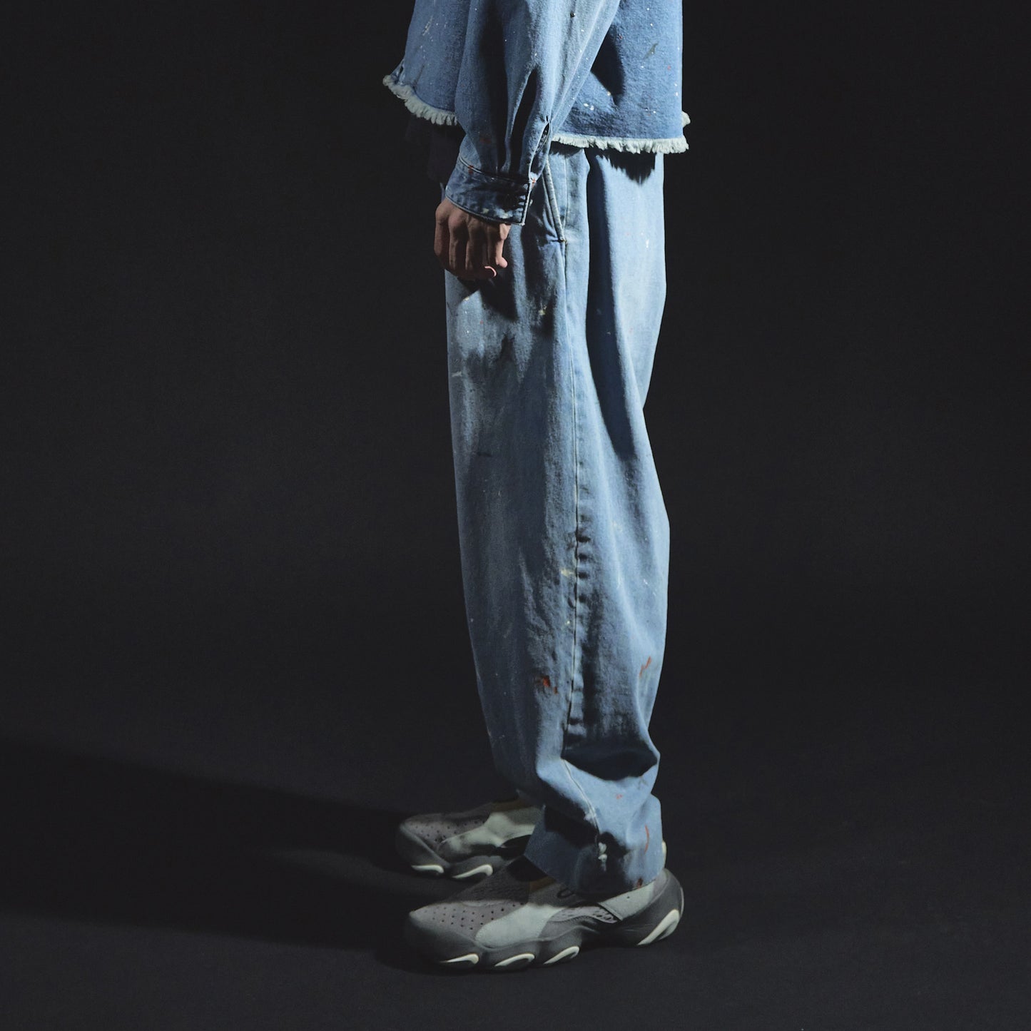 Denim Tapered Trousers (Paint-Splattered)