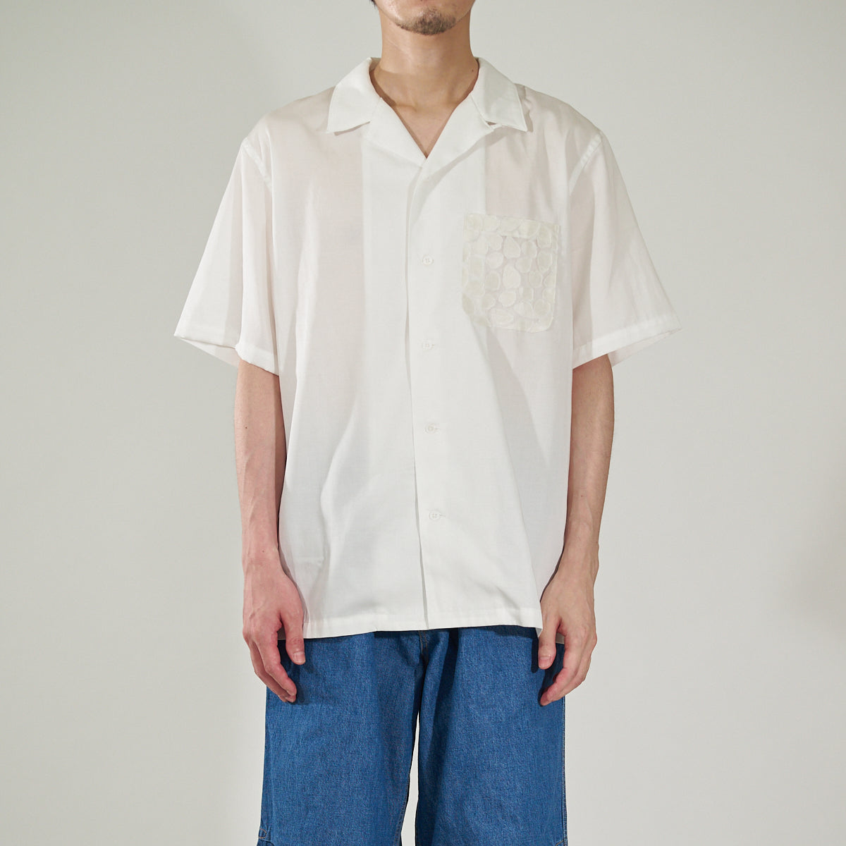 WASHI BONDED OPAL Pocket Half Sleeve Open Collar Shirt
