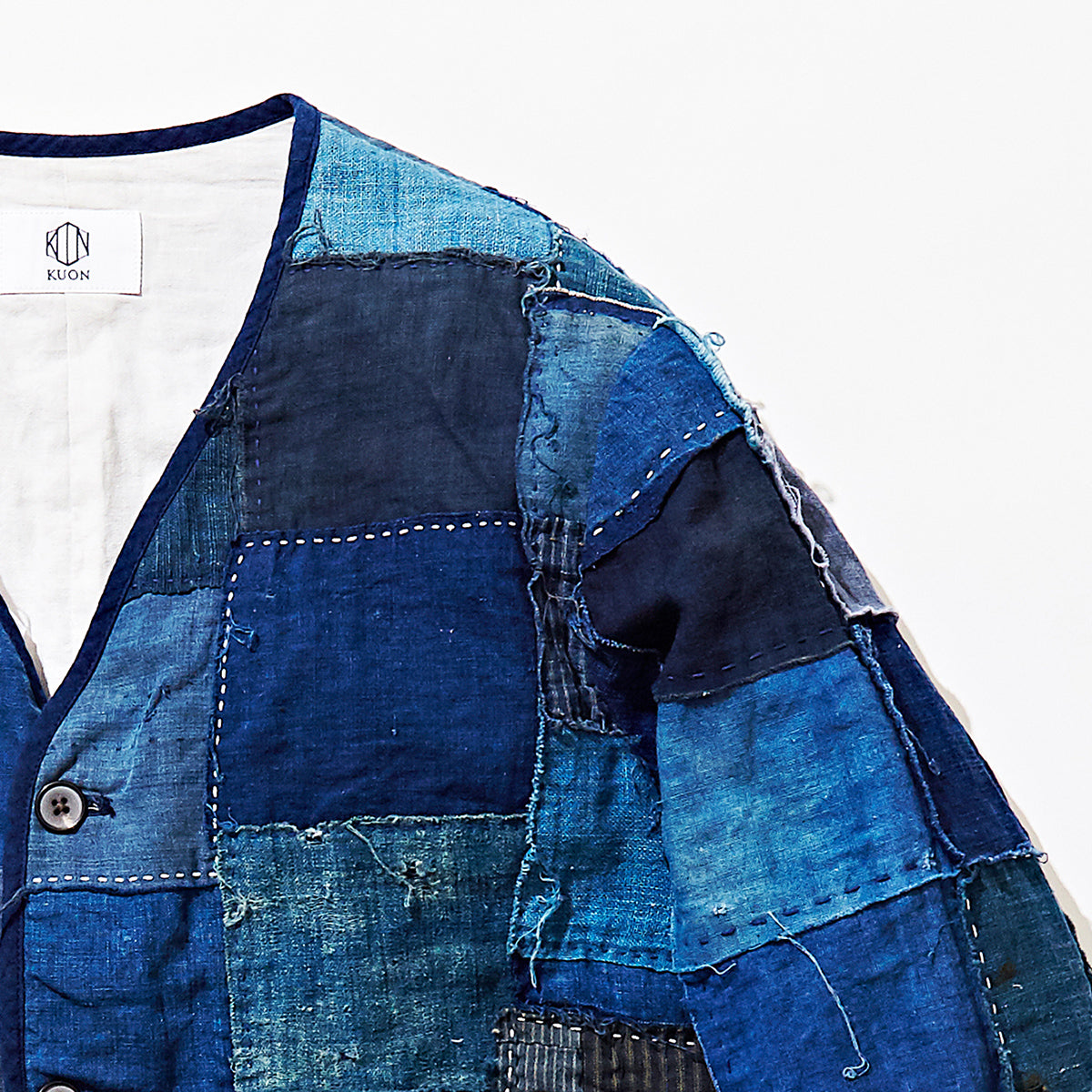 VINTAGE BORO PATCHWORK V-neck Jacket – KUON Tokyo