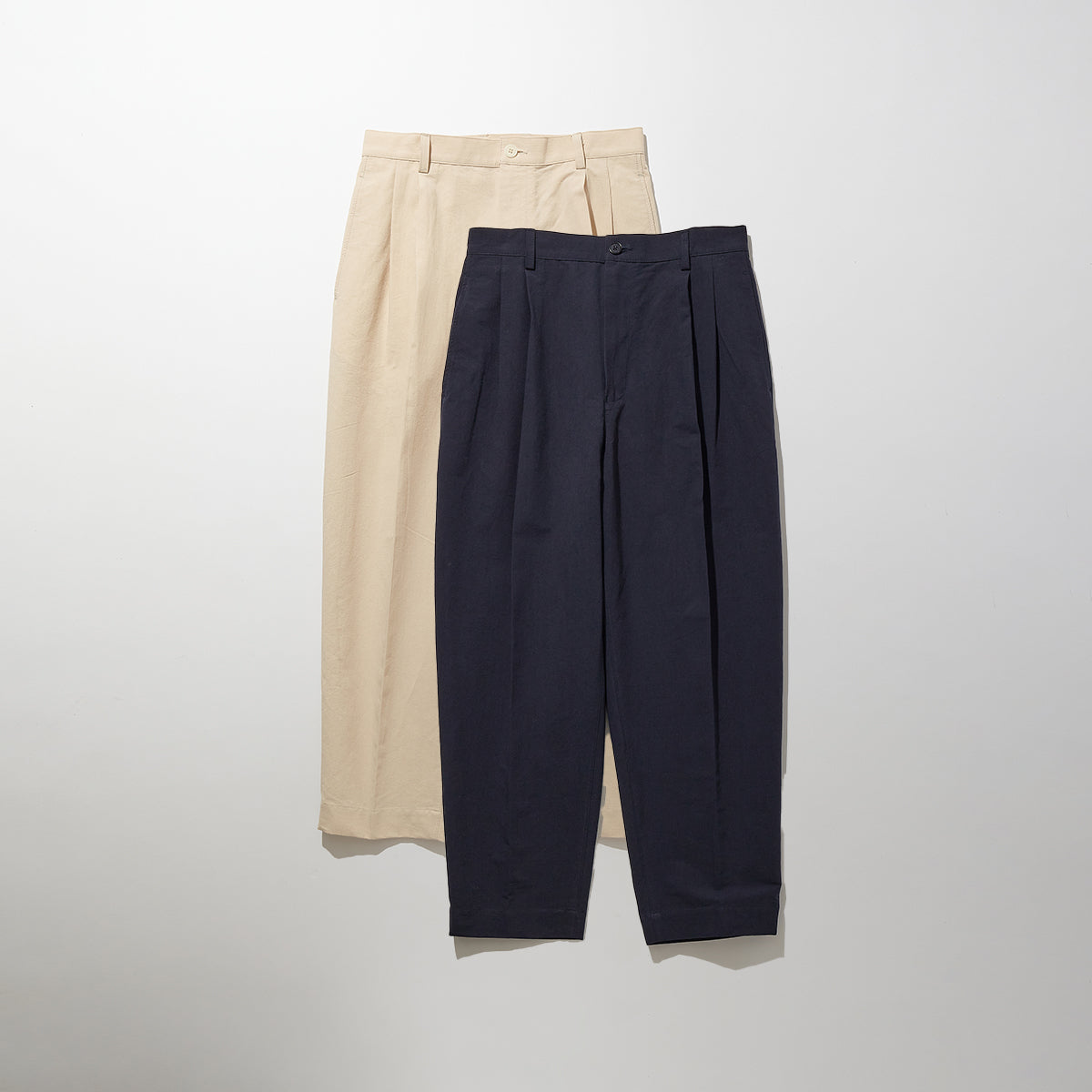 Washi/Cotton Pleated Tapered Trousers